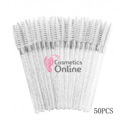 Periute Mascara pentru extensii gene false, 50 bucati PMS001 Alb cu sclipici